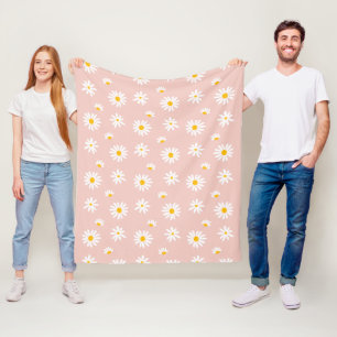 Rosa Daisy Flowers Groovy Boho Mönster Fleecefilt