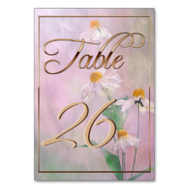 Rosa Daisy Flowers/Guld Trim Bordsnummer