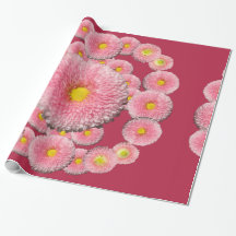 Rosa Daisy Flowers Wrapping Papper