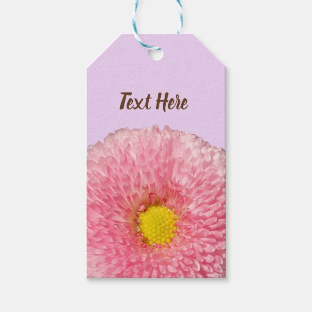 Rosa Daisy Fotogåva av blomma Anpassningsbar Märkr Presentetikett (Framsidan)
