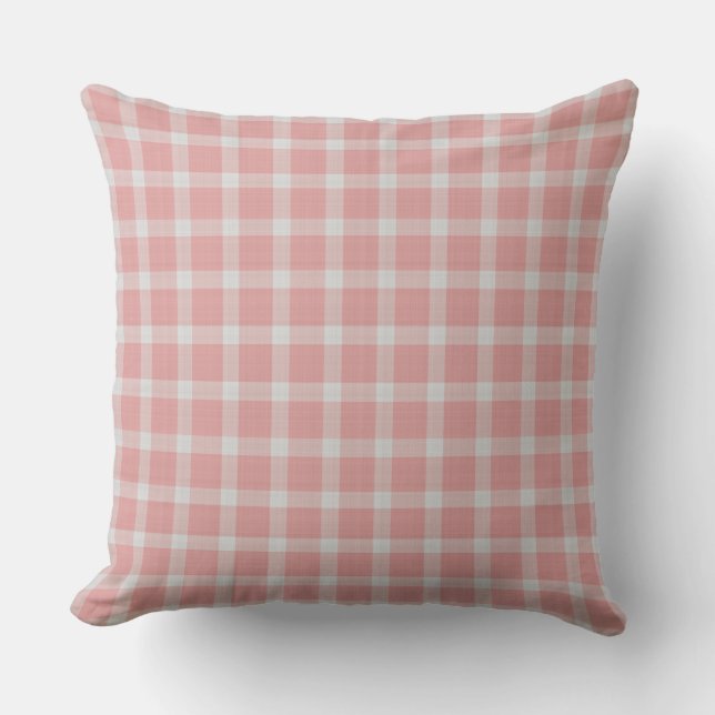 Rosa Daisy Gingham Plaid rutig Kudde (Framsida)