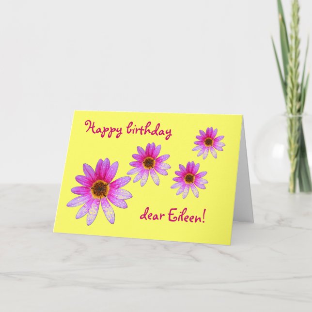Rosa Daisy Grattis på födelsedagen Eileen-kort Kort (Framsida)