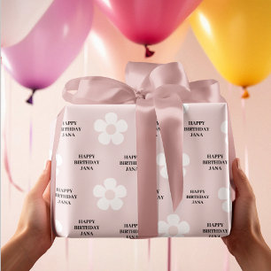 Rosa Daisy Grattis på födelsedagen Elegant Presentpapper