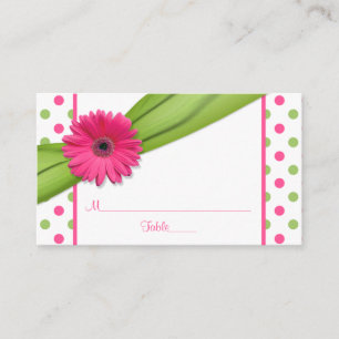 Rosa Daisy Grönt Polka-punktkort Placeringskort