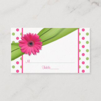 Rosa Daisy Grönt Polka-punktkort Placeringskort