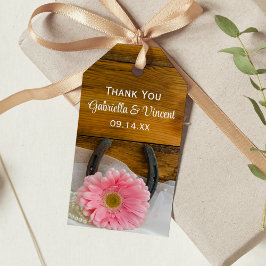 Rosa Daisy Horseshoe Westerna bröllopsfavoritMärkr Presentetikett