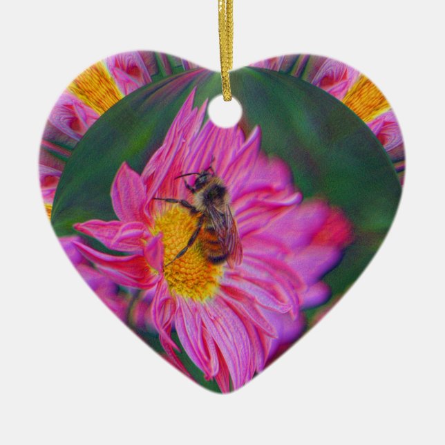 Rosa Daisy Humla Abstrakt Art Ornament (Framsidan)