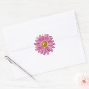 Rosa Daisy INITIAL Vår Modern Colorful Roligt Runt Klistermärke