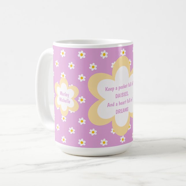 Rosa Daisy-kedja 45 cl Klassisk Kaffemugg (Framsida vänster)