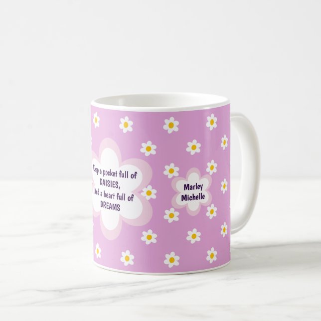 Rosa Daisy-kedja Klassisk Kaffe Mugg (Framsida höger)