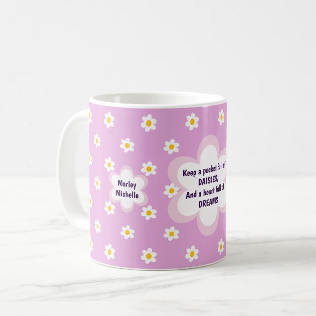 Rosa Daisy-kedja Klassisk Kaffemugg (Framsida vänster)