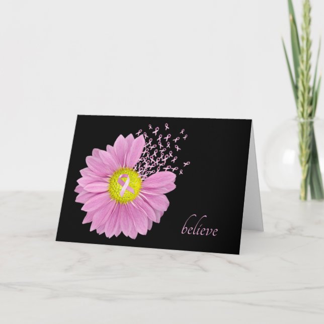 Rosa Daisy med rosa rosett band Kort (Framsida)