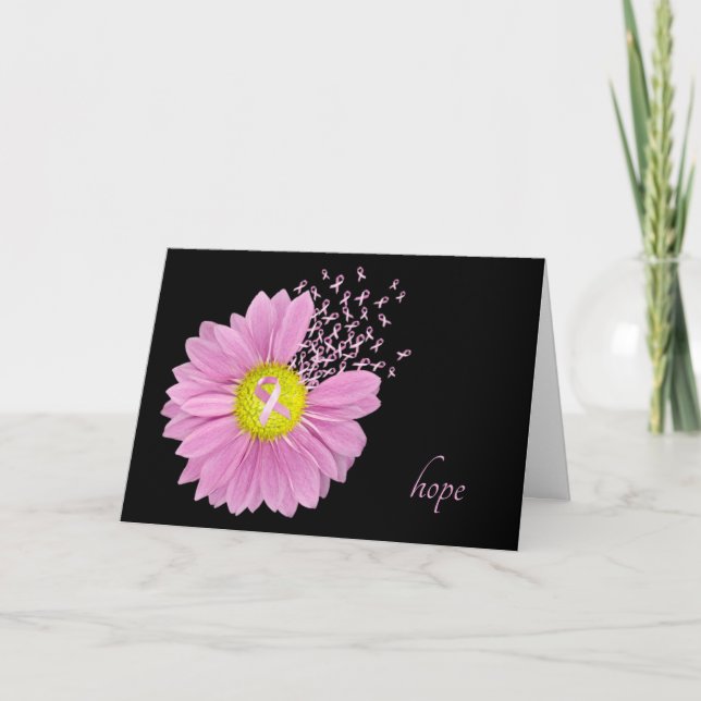 Rosa Daisy med rosa rosett band Kort (Framsida)