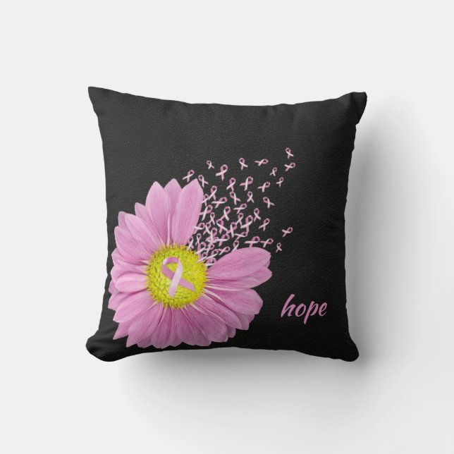 Rosa Daisy med rosa rosett band Kudde (Framsida)