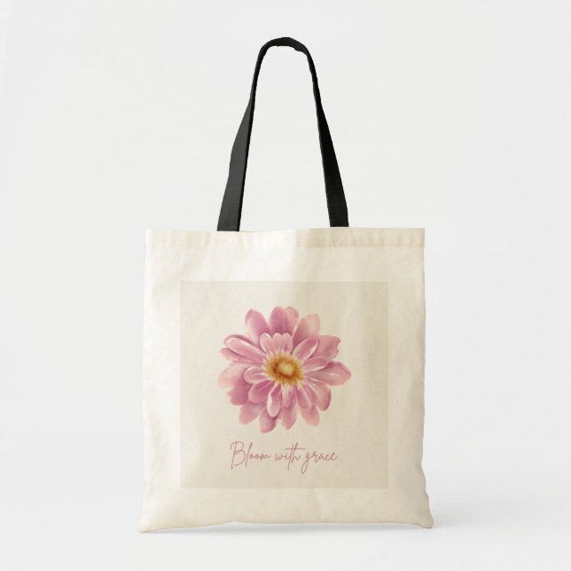 Rosa Daisy Minimalistisk Handväsk - Estetisk Blomm Tygkasse (Framsidan)