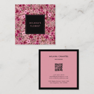 Rosa Daisy Modern Trendig Blomma Florist Fyrkantigt Visitkort