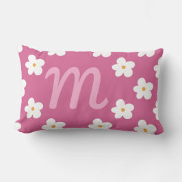 Rosa Daisy Monogram, Bubblegum Rosa Girl Girl Deco Lumbarkudde