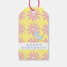 Rosa Daisy Mönster Gift Märkre Presentetikett