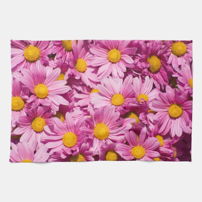 Rosa daisy mönster kökshandduk (Horisontell)