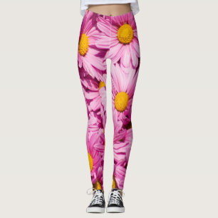 Rosa daisy mönster leggings