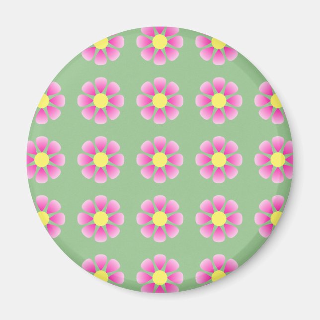 Rosa daisy mönster magnet (Framsidan)