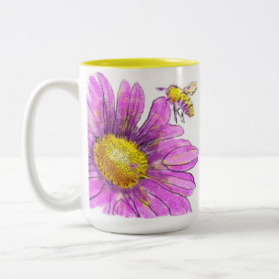 Rosa Daisy Morsa med Bumblebee Två-Tonad Mugg