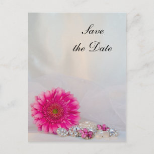 Rosa Daisy och Bröllop spara datum Meddelande Vykort