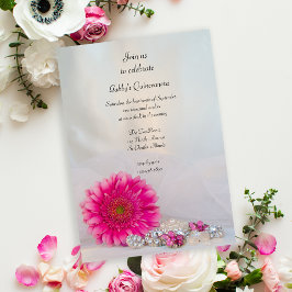 Rosa Daisy och Buttons Quinceañera Party Inbjudningar