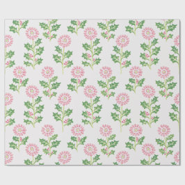 Rosa Daisy och Holly julpapper Vit