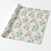 Rosa Daisy och Holly julpapper Vit