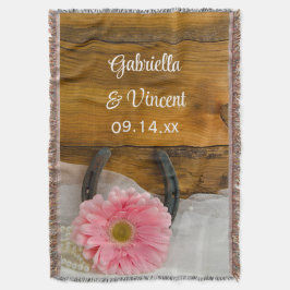 Rosa Daisy och Horseshoe Land Westerna Bröllop Mysfilt