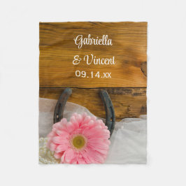 Rosa Daisy och Horseshoe Landsbyggsbröllop Keepsak Fleecefilt
