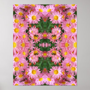 Rosa Daisy och Humla Abstrakt Poster