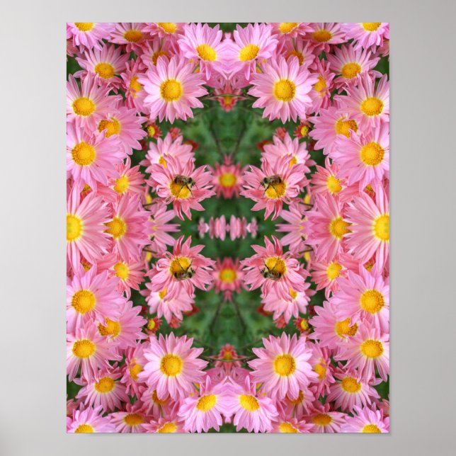 Rosa Daisy och Humla Abstrakt Poster (Framsidan)