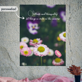 Rosa daisy och pannor i grönten poster