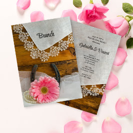 Rosa Daisy och Snöre Land efter Bröllop Brunch Inbjudningar
