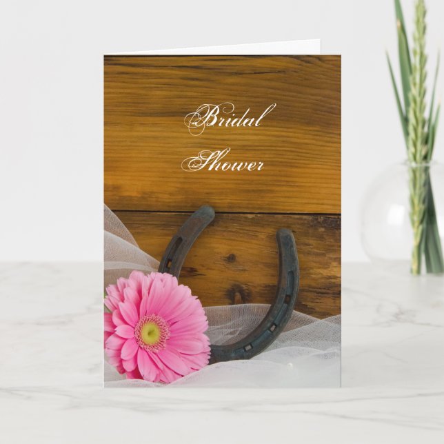 Rosa Daisy och Western Möhippa av hästseshoe Inbjudan (Framsida)