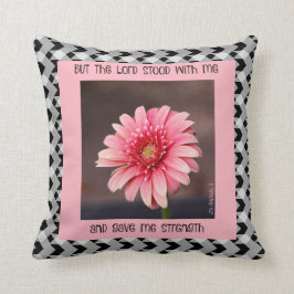 Rosa daisy på B&W-gingham, med scriptureverse Kudde