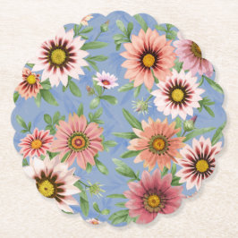Rosa Daisy på blått Blommönster Underlägg Papper