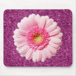 Rosa Daisy på Lila Denim Boho Mousepad Musmatta