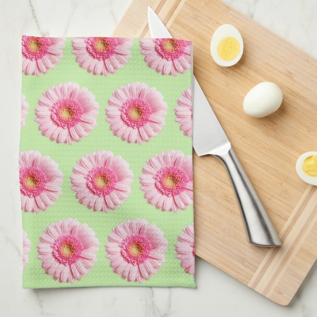 Rosa Daisy på Mint Pastel Kitchen/Bath Towel Kökshandduk (Vikt i Fjärdedel)