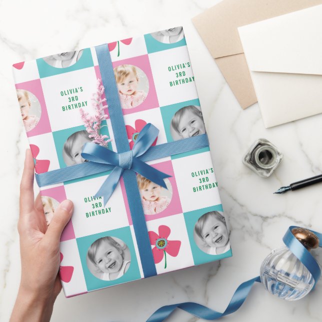 Rosa Daisy Pop Flower Chic Birthday Photo Gift Presentpapper (Gifting)