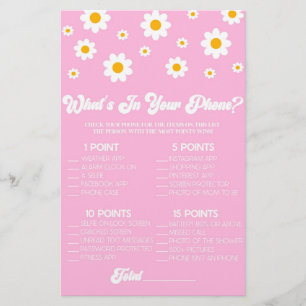 Rosa Daisy Retro i ditt Mobila babyvisningsspel Brevpapper