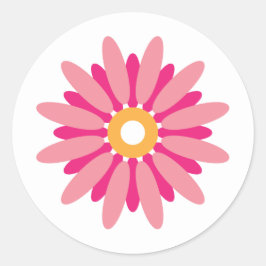Rosa Daisy Sticker Runt Klistermärke
