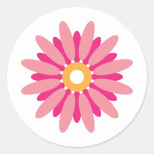 Rosa Daisy Sticker Runt Klistermärke