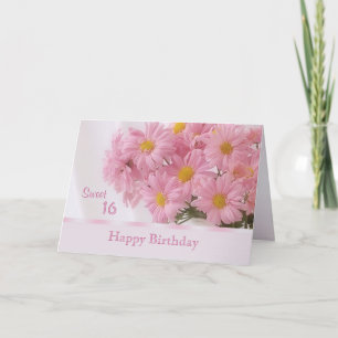 Rosa daisy Sweet 16 Birthday Card Kort