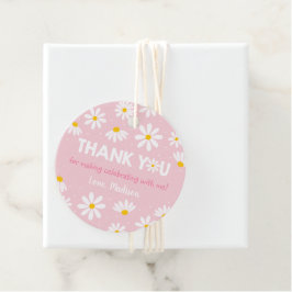 Rosa Daisy Tack födelsedag Gåvor Etiketter