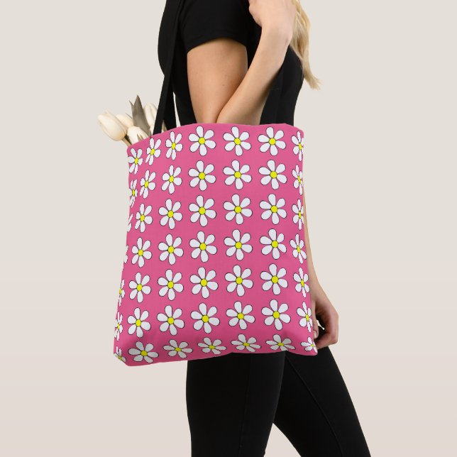 Rosa Daisy Tote Tygkasse (Närbild)
