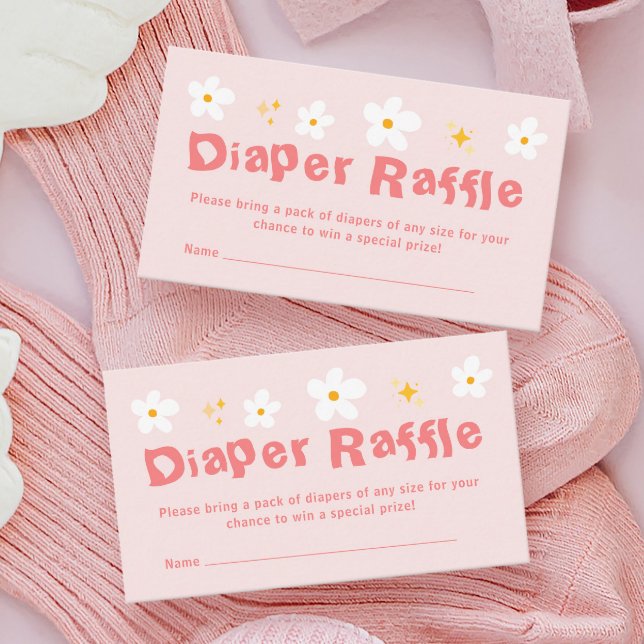 Rosa Daisy Vår Baby Shower Diaper Raffle Tilläggskort (Skapare uppladdad)