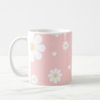 Rosa Daisy Vår blommor Cute Blommigt Kaffemugg